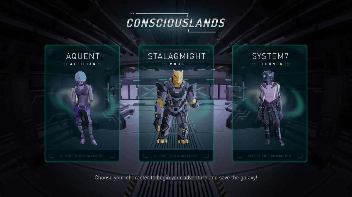 Selección de personaje en Consciouslands