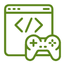 Ventana de navegador con código y un control de juego