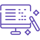Custom Courses: courses that are customized to their specific company needs. Monitor Icon.